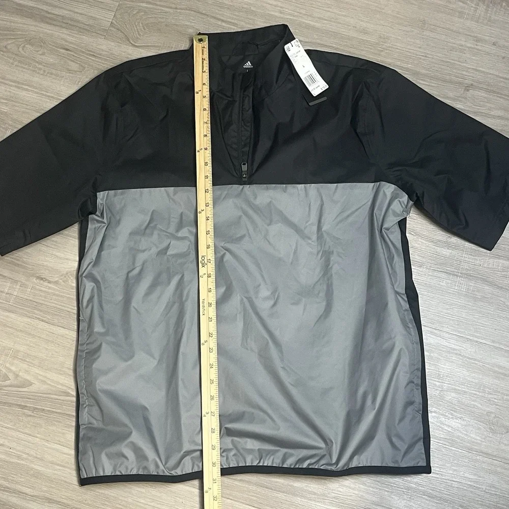 Adidas Golf Climate Storm Black/Gray‎ Short Sleeve Windbreaker Pullover Sz Large
